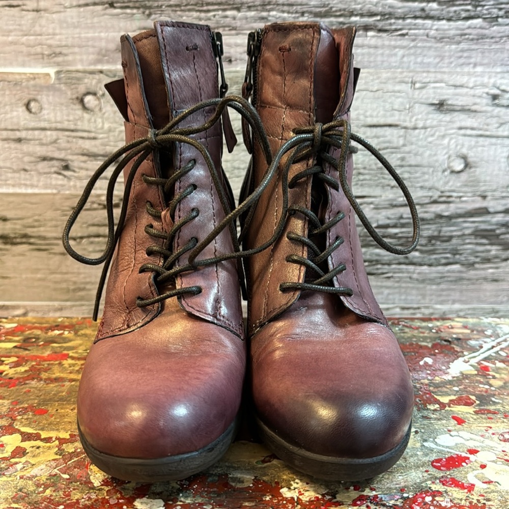 Mjus Purple Brown Leather Heel Boots Size 38 - Picture 4 of 16